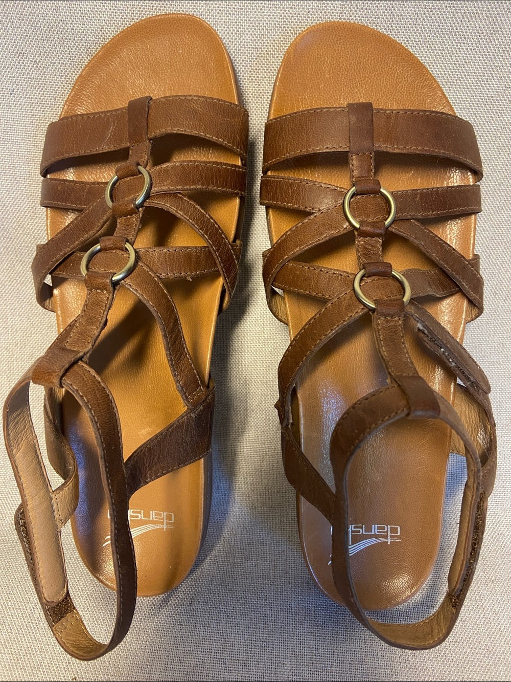 Dansko Brown Leather Multi-Strap Ring Sandals. Size 42